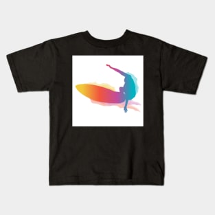 Surfer riding a big wave Kids T-Shirt